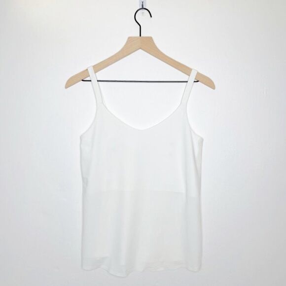 A Day Snap To It Tank Top White Silky V Neck Snap Straps Size XS - Picture 2 of 8